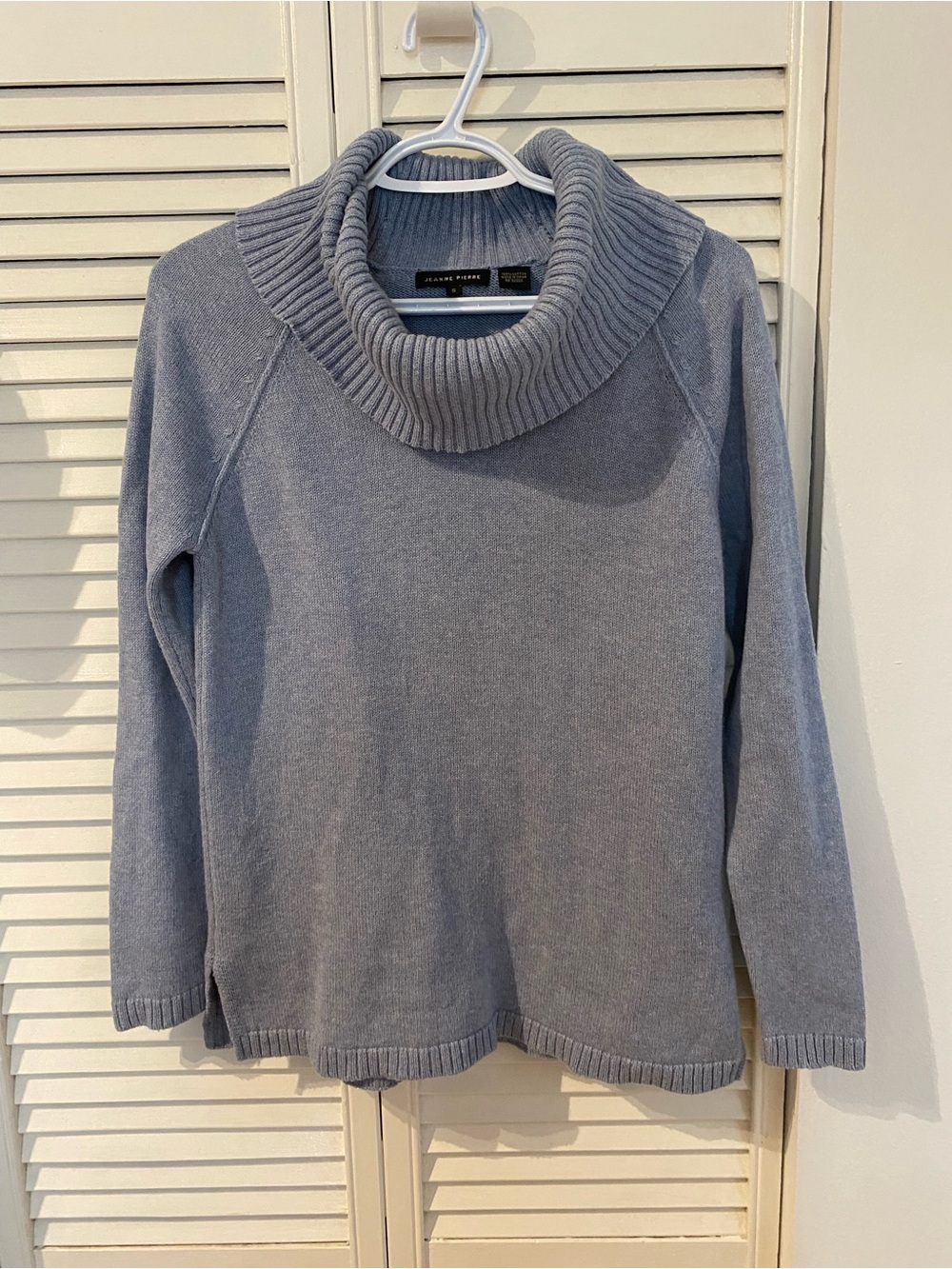 Cotton Light blue Cowl Neck Sweater